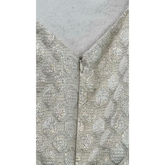 CREMIEUX Women's Ivory Jacquard Metallic Gold Shimmer Cocktail Mini Dress Sz 12 - Picture 8 of 12